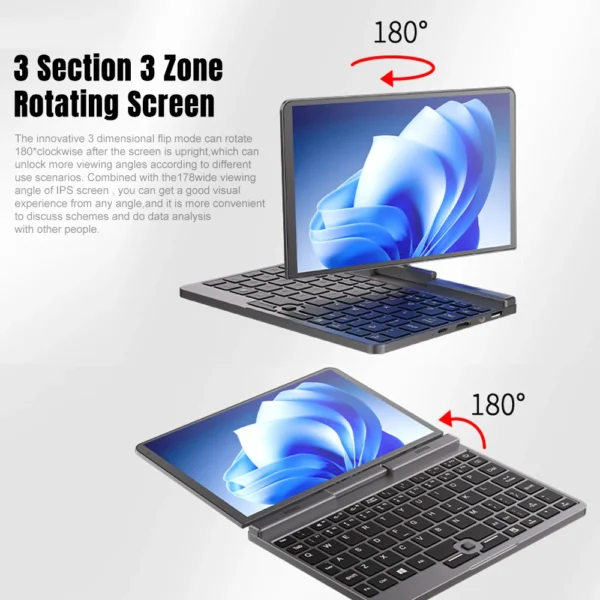 CRELANDER P8 8 Inch Mini Laptop Touchscreen Rotating 360 Degree Intel Alder N100 12GB WiFi6 Notebook Tablet PC Protable Laptops - Image 3