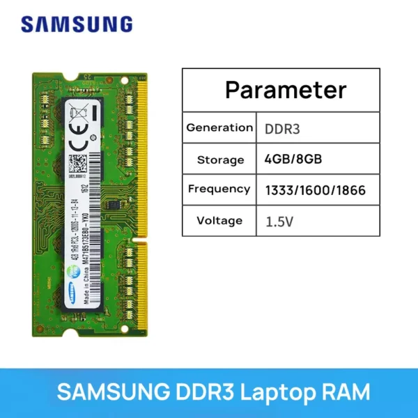 Samsung Laptop Memory DDR3 1.5V /DDR3L 1.35V 1333 1600 1866 MT/s MHz 4GB 8GB RAM 204pin SO-DIMM Memory Stick for Laptop Notebook - Image 3