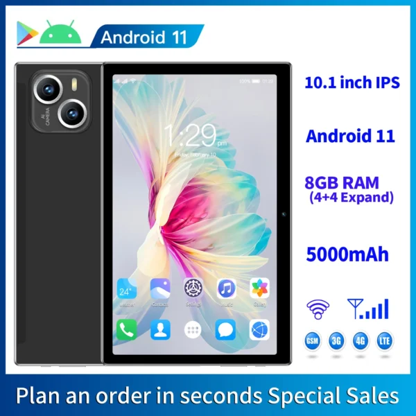 BDF 10.1 Inch Tablet Android 11, 8GB(4+4 Expand) RAM 64GB ROM,1TB Expand,1280x800 IPS Screen 5000MAH Battery,GMS 3G Network,WiFi