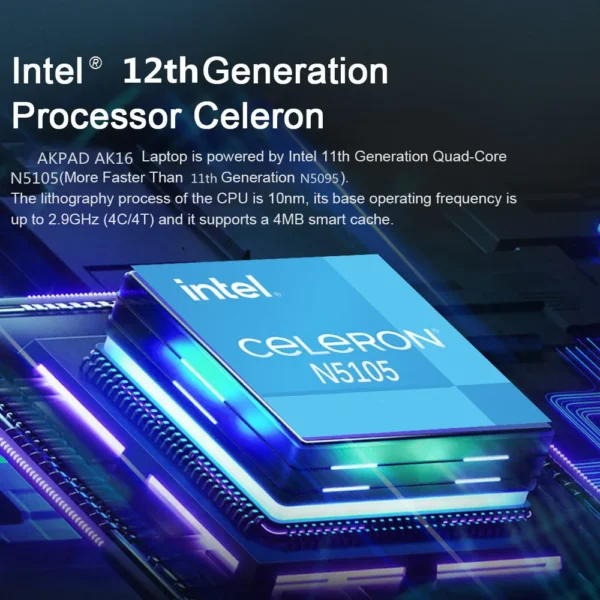 New 16 Inch Laptop Intel N5105 32GB RAM 2TB SSD DDR5 Windows 11 Fingerprint Unlock HD Camera HDMI 1920*1200 Gaming Computer PC - Image 3