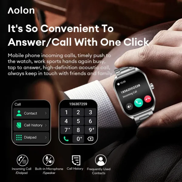 Aolon 2.01" Curved Screen Smartwatch Men Call Sports Waterproof Wrist Watches Fitness Bracelet Women Watch Clock Smart Watch - Image 2