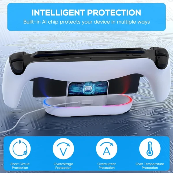 Charging Dock Station for Playstation Portal, Charger Stand for Ps Portal with RGB Light and USB C Charging Cable - Image 3