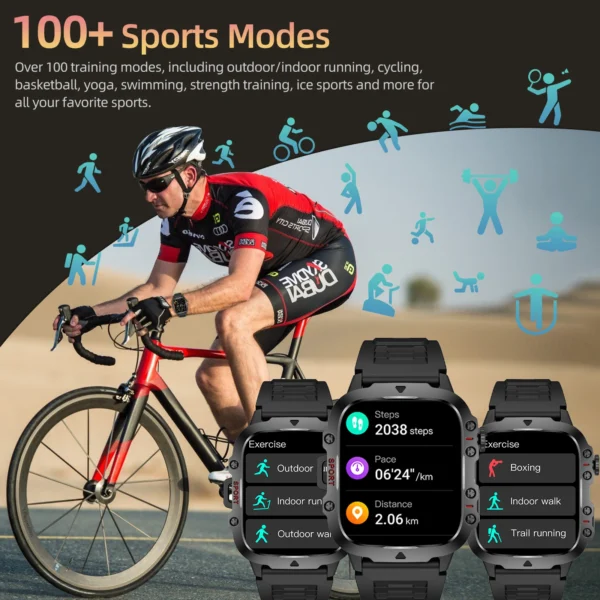 Smart Watch For Men, 1.96'' Large Touch Screen Smartwatch (Answer/Make Call), Fitness Watch Long Standby With 100+ Sports Modes - Image 2