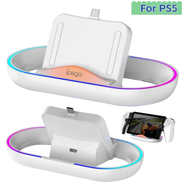 Charging Dock with RGB Lights Charger Station Charger Stand Station for PlayStation Portal for PS5 Portal Remote Player