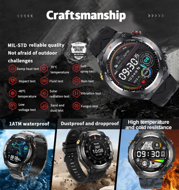 2024 New Outdoor Military GPS Smart Watch Men AMOLED HD Screen Heart Rate Blood Pressure Bluetooth Call Waterproof Smartwatches - Image 3