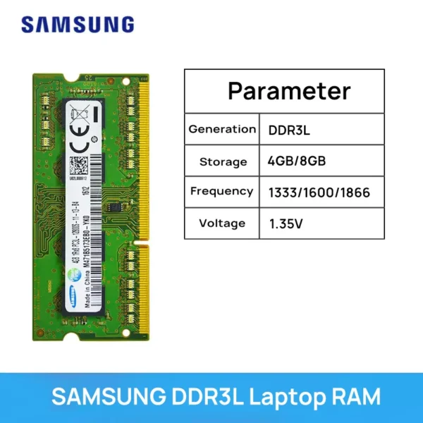 Samsung Laptop Memory DDR3 1.5V /DDR3L 1.35V 1333 1600 1866 MT/s MHz 4GB 8GB RAM 204pin SO-DIMM Memory Stick for Laptop Notebook - Image 4