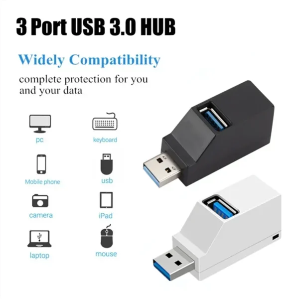 USB 3.0 HUB Adapter Extender Mini Splitter Box 1 to 3 Ports High Speed USB 2.0 For PC Laptop Accessories U Disk Card Reader - Image 2