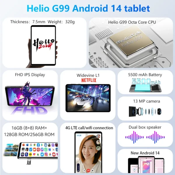 HEADWOLF FPad5/Pro Android 14 tablet 8.4 inch Max 16GB Ram 128GB/256GB ROM UFS2.1 Octa-core G99 Tablet PC Support WideVine L1 - Image 3