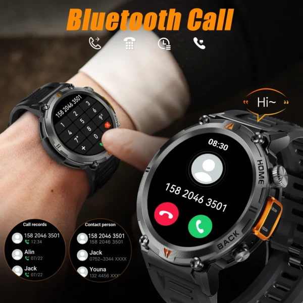 EIGIIS KE3 Bluetooth Call Smart Watch Men Full Touch Screen Health Monitor Clock With Flashlight Men SmartWatch For IOS Android - Image 5