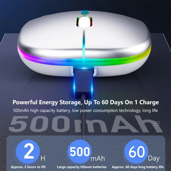 Tablet Phone Computer Bluetooth Wireless Mouse Rechargeable RGB Backlight Mice for iPad PC Laptop Tablet Phone 2.4GHz USB Mouse - Image 2