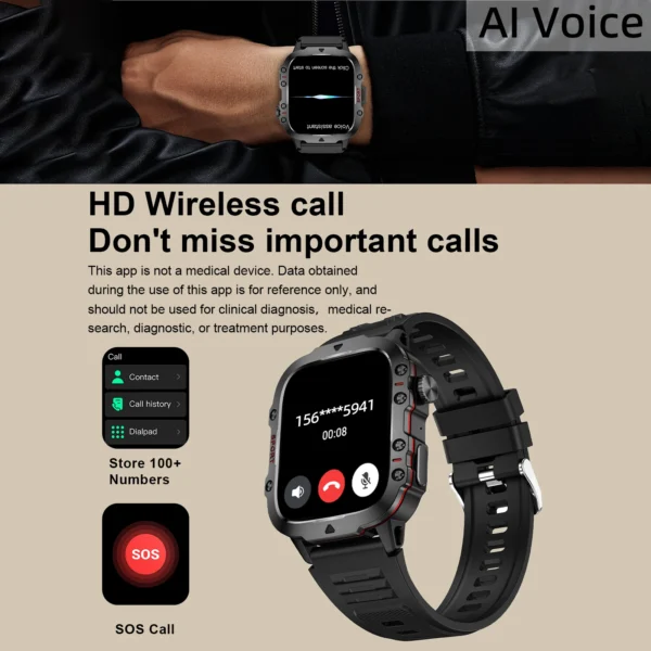 Smart Watch For Men, 1.96'' Large Touch Screen Smartwatch (Answer/Make Call), Fitness Watch Long Standby With 100+ Sports Modes - Image 4