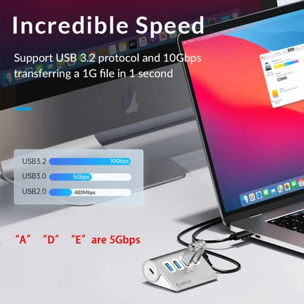 ORICO 10Gbps USB 3.2 Docking Station Hub Type C Splitter PD60W Charging Adapter Multi 4/7 Ports Switch For PC Laptop Accessories - Image 2