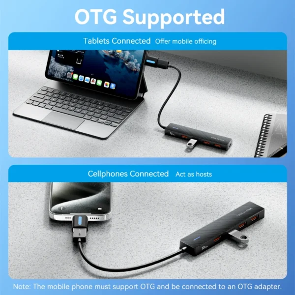 Vention Usb Hub 4 Port ABS Hub USB 3.2 10Gbps for Laptop Multi Splitter Adapter For Xiaomi Macbook PC Computer Accessories - Image 5