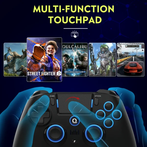 QRD Spark N5 Wireless Controller forPS5 PS4 PS3 IOS Android PC Hall Effect 9-color LED lights Vibration effect PS4 Gamepad - Image 5