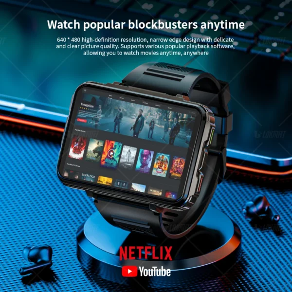 LOKMAT APPLLP 5 MAX Android Watch Phone Square Big Screen Wifi 4G Calls Smartwatches Dual Camera with Flashlight Gaming Watch - Image 5