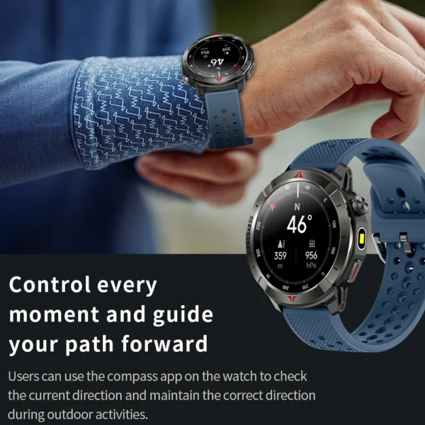 Military Built-in GPS Smart Watch Men Gift 4GB RAM 1.43" AMOLED Screen Compass LED Light 410mAh Battery Sport BT Call Smartwatch - Image 5