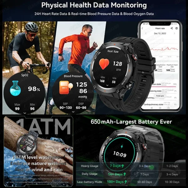 2024 New GPS Smart Watch 1.45" Ultra HD Display Built-in GPS & Compass Make/Receive Phone Calls Smart Bracelet 650mAh Battery - Image 5