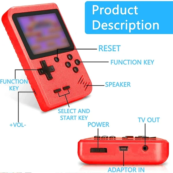 Retro Handheld Game Console Portable Video Game Player with Storage Case 400 Games 3.0 Inch LCD Screen Kids Gift 8-Bit AV Output - Image 3