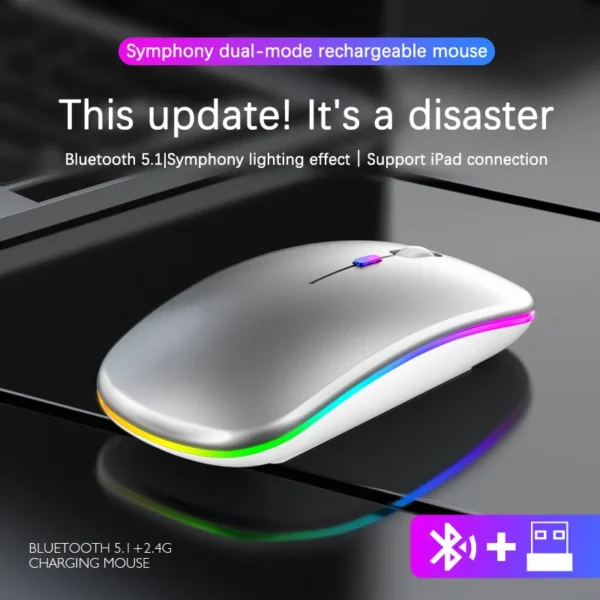 Wireless Bluetooth Mouse RGB Rechargeable Mice Wireless Computer Mause LED Backlit Ergonomic Gaming Mouse for Laptop PC 3600DPI - Image 4