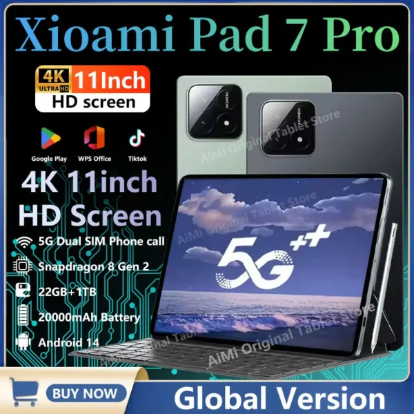 2025 Global Version Original Xiao Tablets Pad 7 Pro Android 14 22GB+1T 20000mAh 5G Dual SIM Card WiFi GPS 11inch HD 4K Mi Tablet