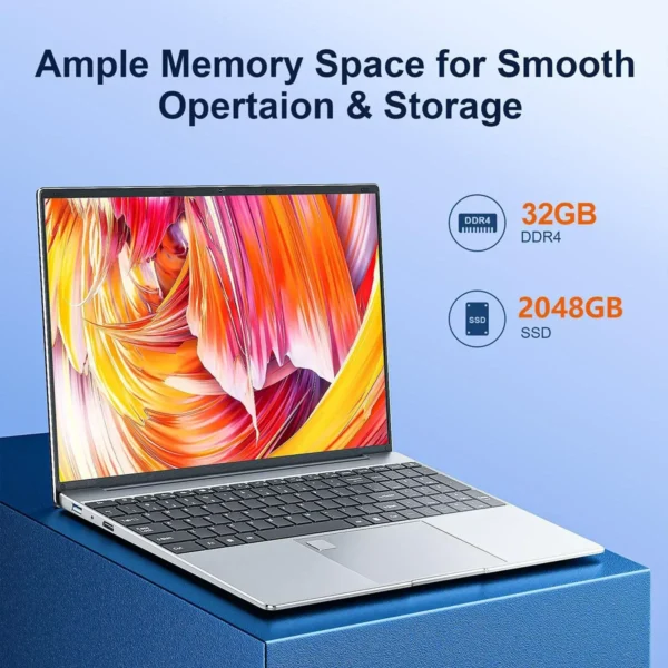 New 15.6" Inch Laptop, Windows 11 Pro N5095 1920x1080 32GB+2048 GB Fingerprint Unlock,Backlit Keyboard,Portable Office Notebook - Image 6