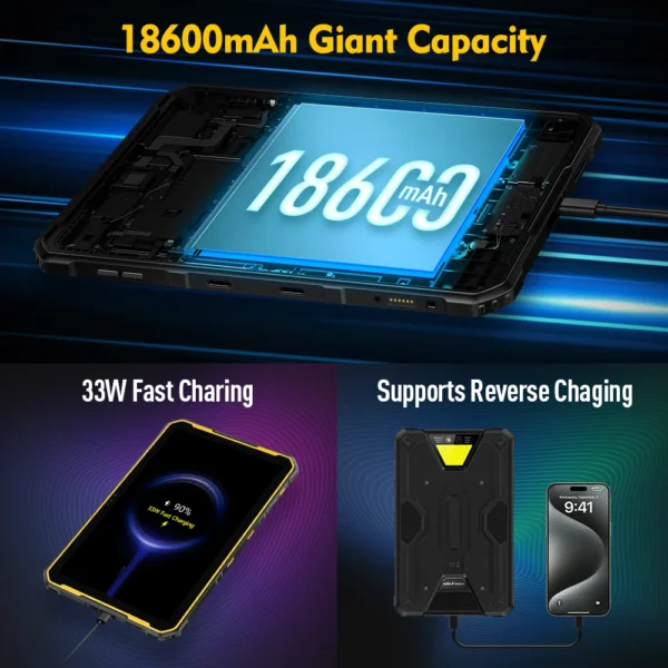 Ulefone Armor Pad 2 Rugged Tablet, 11" 2K, 18600 mAh ,IP68/IP69K Android 13 NFC GPS 4G Tablet Up to16GB +256GB LED Camping light - Image 4