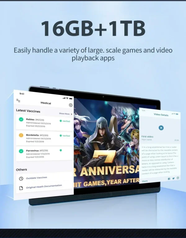 5G 2023 Global Version Tablet 14 Inch 16GB Ram 1TB Rom 12900mAh Android 13.0 Wifi Dual SIM Card Network Full screen - Image 3