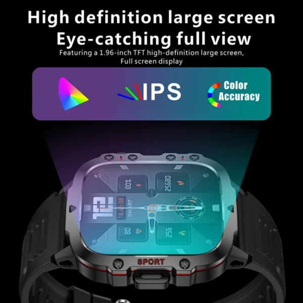 Smart Watch For Men, 1.96'' Large Touch Screen Smartwatch (Answer/Make Call), Fitness Watch Long Standby With 100+ Sports Modes - Image 5