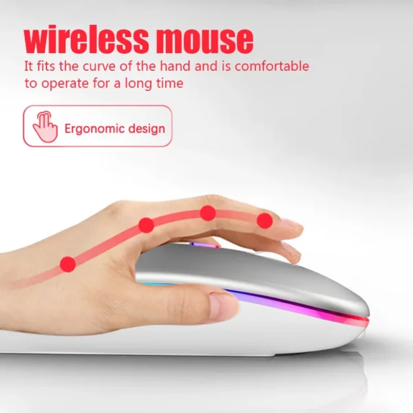 Tablet Phone Computer Bluetooth Wireless Mouse Rechargeable RGB Backlight Mice for iPad PC Laptop Tablet Phone 2.4GHz USB Mouse - Image 3