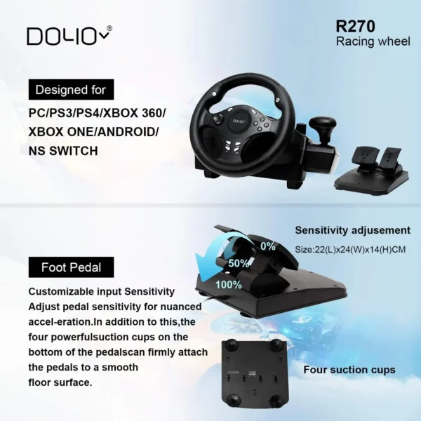 DOYO Gaming Racing Steering Wheel Volante for PC/PS3/Playstation 4/XBOX ONE/XBOX 360/Nintendo Switch/Android - Image 2
