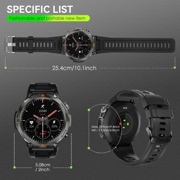 EIGIIS KE3 Bluetooth Call Smart Watch Men Full Touch Screen Health Monitor Clock With Flashlight Men SmartWatch For IOS Android - Image 6