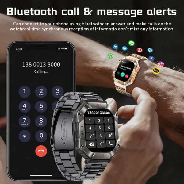 LIGE Outdoor Men Smartwatch Compass Barometer Altimeter GPS Trajectory Outdoor Sport Bluetooth Call 650mAh 2.0'' Smart Watch Men - Image 2