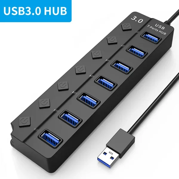 USB Hub 3.0 2.0 Multi USB High Speed Splitter Adapter 4/7 Port Multiple Expander With Switch For PC Computer Accessories - Image 2