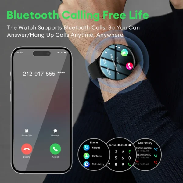 Aolon GTR2 Smart Watch 1.43-inch AMOLED Screen Bluetooth Call Blood Oxygen & Heart Rate 24H Precise Sleep Sport Smartwatchs - Image 3