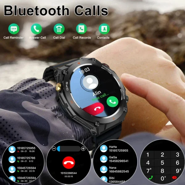 2024 New GPS Smart Watch 1.45" Ultra HD Display Built-in GPS & Compass Make/Receive Phone Calls Smart Bracelet 650mAh Battery - Image 4