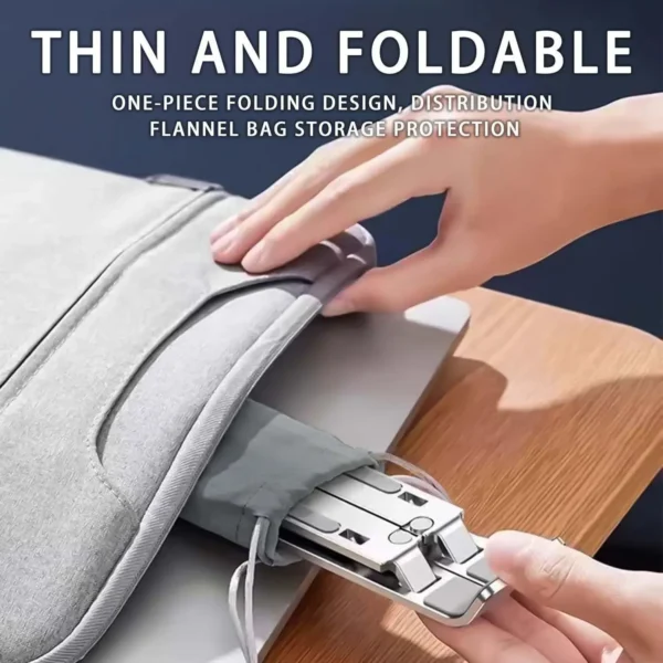 Adjustable Aluminum Laptop Stand - 6-Level Height, Foldable & Portable Design For 8-16” Laptops, Enhanced Ventilation & Heat - Image 5