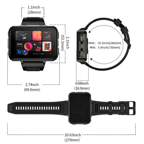 LOKMAT APPLLP 5 MAX Android Watch Phone Square Big Screen Wifi 4G Calls Smartwatches Dual Camera with Flashlight Gaming Watch - Image 6