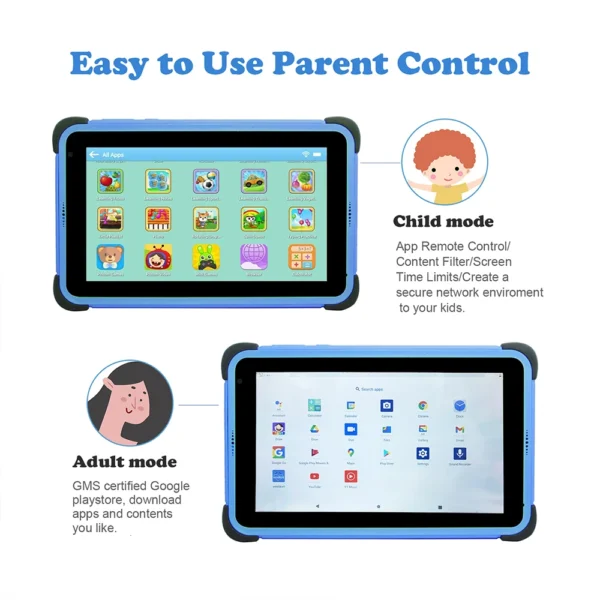 Used Tablets 7'' Android 11 Children Tablet 2GB 32GB 4-Core Tablet for Kids 1024x600 IPS Dual Wifi 5G 3000mAh with Tab Holder - Image 5