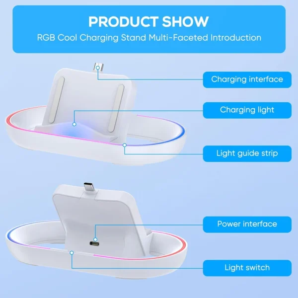 Charging Dock Station for Playstation Portal, Charger Stand for Ps Portal with RGB Light and USB C Charging Cable - Image 5