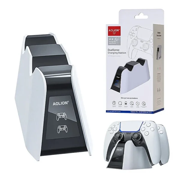 Aolion Dual Fast Charger for Playstation 5 Controller Charger Station Charging Cradle Dock Station With LED for PS5 Gamepads