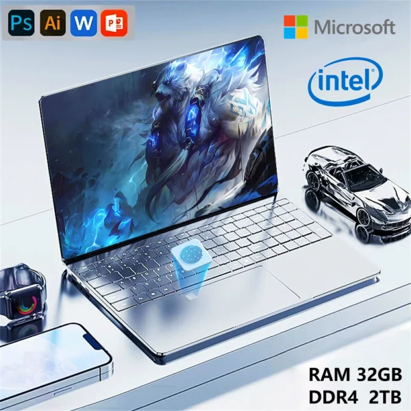 New N5095 Laptop 16/32GB RAM 1024GB SSD Intel Windows 11 Pro Office Gaming Notebook Computer Fingerprint Unlock Backlit Keyboard