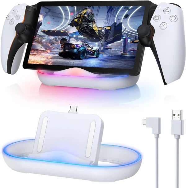 Charging Dock Station for Playstation Portal, Charger Stand for Ps Portal with RGB Light and USB C Charging Cable