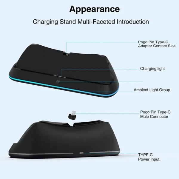 Charging Dock Station for Playstation Portal, Charger Stand for Ps Portal with RGB Light and USB C Charging Cable - Image 6