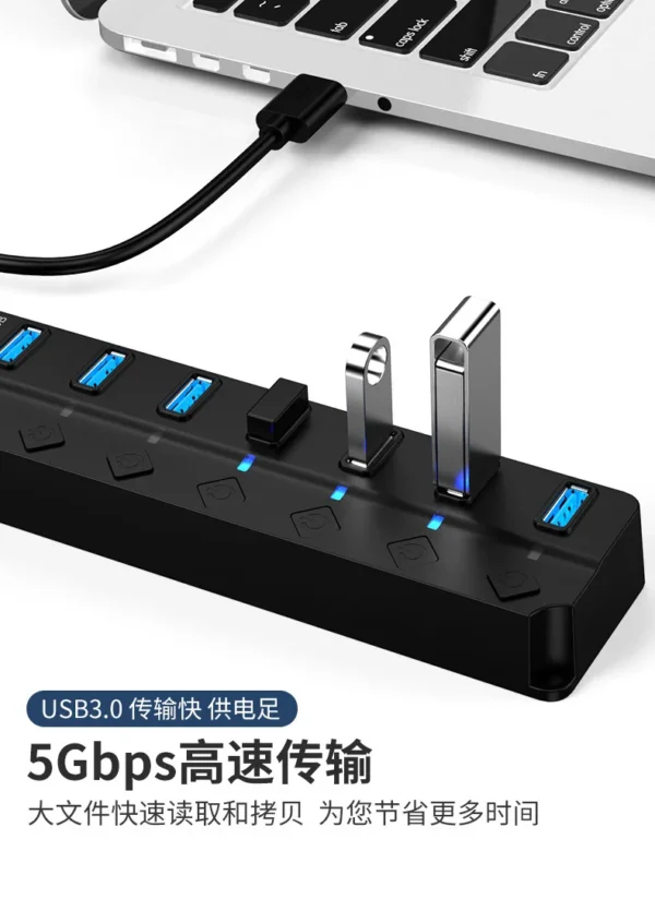 USB Hub 3.0 2.0 Multi USB High Speed Splitter Adapter 4/7 Port Multiple Expander With Switch For PC Computer Accessories - Image 3