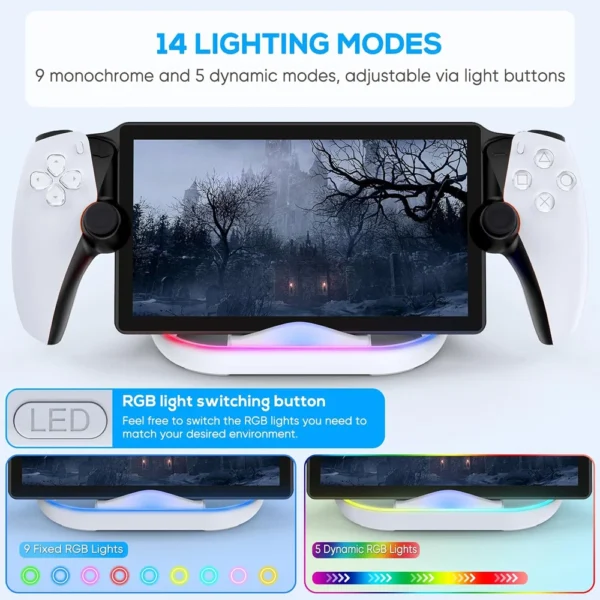 Charging Dock Station for Playstation Portal, Charger Stand for Ps Portal with RGB Light and USB C Charging Cable - Image 2
