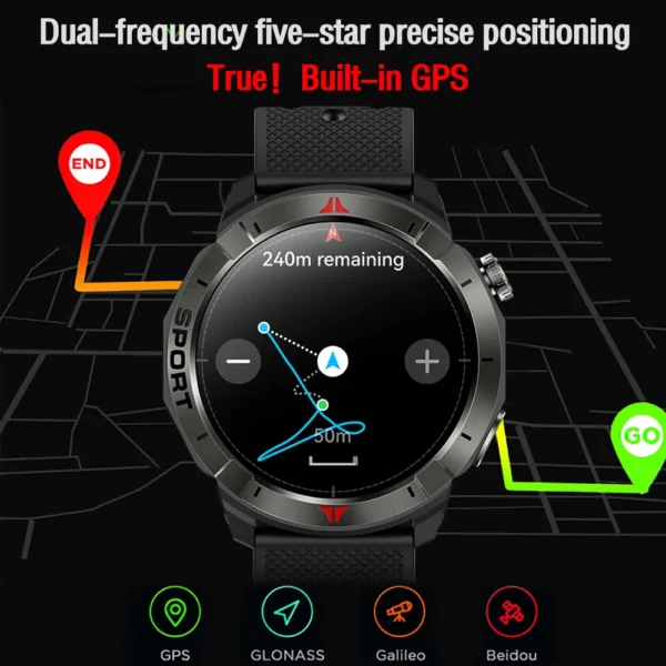 New Built-in GPS Smart Watch 1.43" Amoled HD Display Compass LED Light Outdoor Sports 410mAh Large Battery BT Call SmartWatch - Image 3