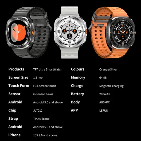 2024 New Multifunction Galaxy Smart Watch 7 Ultra Men AMOLED Screen Multi-Function Sports Fitness Tracker Health Men Smartwatch - Image 6