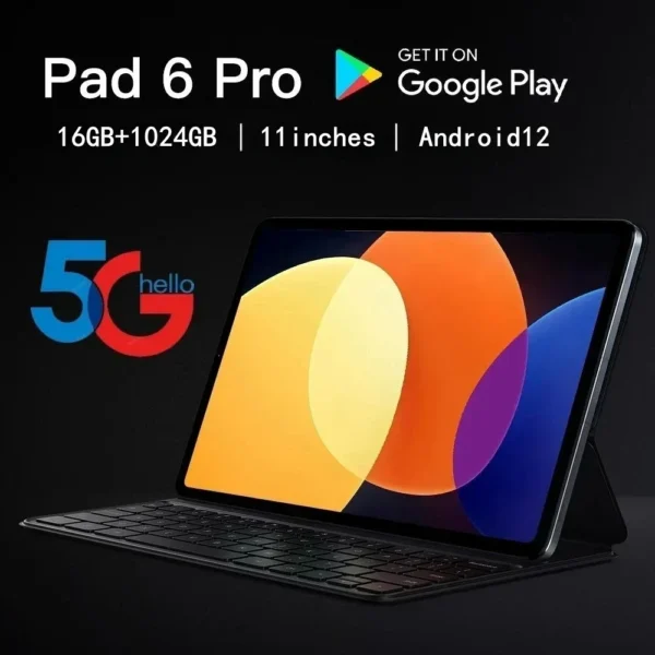 2024 NEW Pad 6 Pro Android Tablet PC Android12 16GB 1TB 5G Dual SIM Phone Call GPS Bluetooth WiFi Google Tablette PC Mi Tab - Image 2