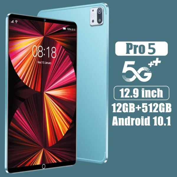 Pro 5 Android 10.1 12.9 HD Screen Dual SIM Card Dual Standby Tablet with 12GB RAM 8800mAh GPS Satellite Navigation 8MP+13MP