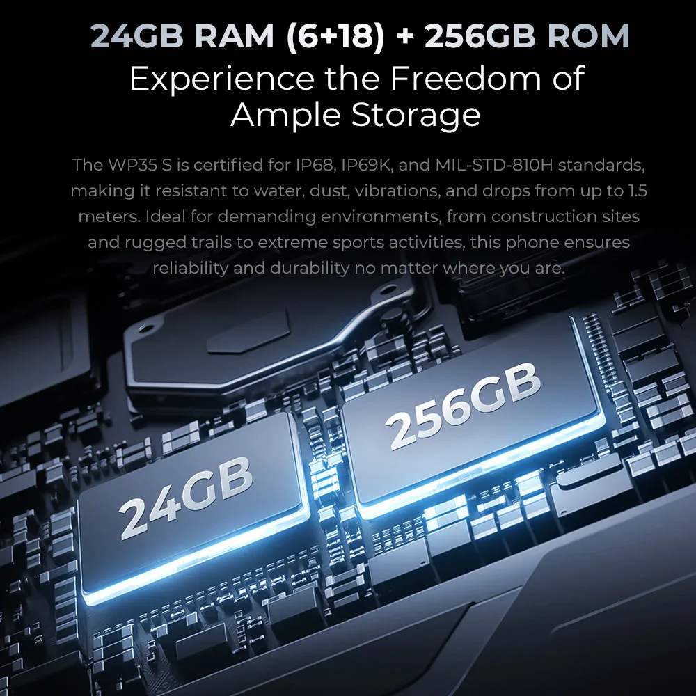 Oukitel WP35 S Rugged Phone 6.56" HD+ 24GB(6+18)+256GB 11000mAh Mobile Phones androids NFC rugged Smartphone Business phone - Image 3